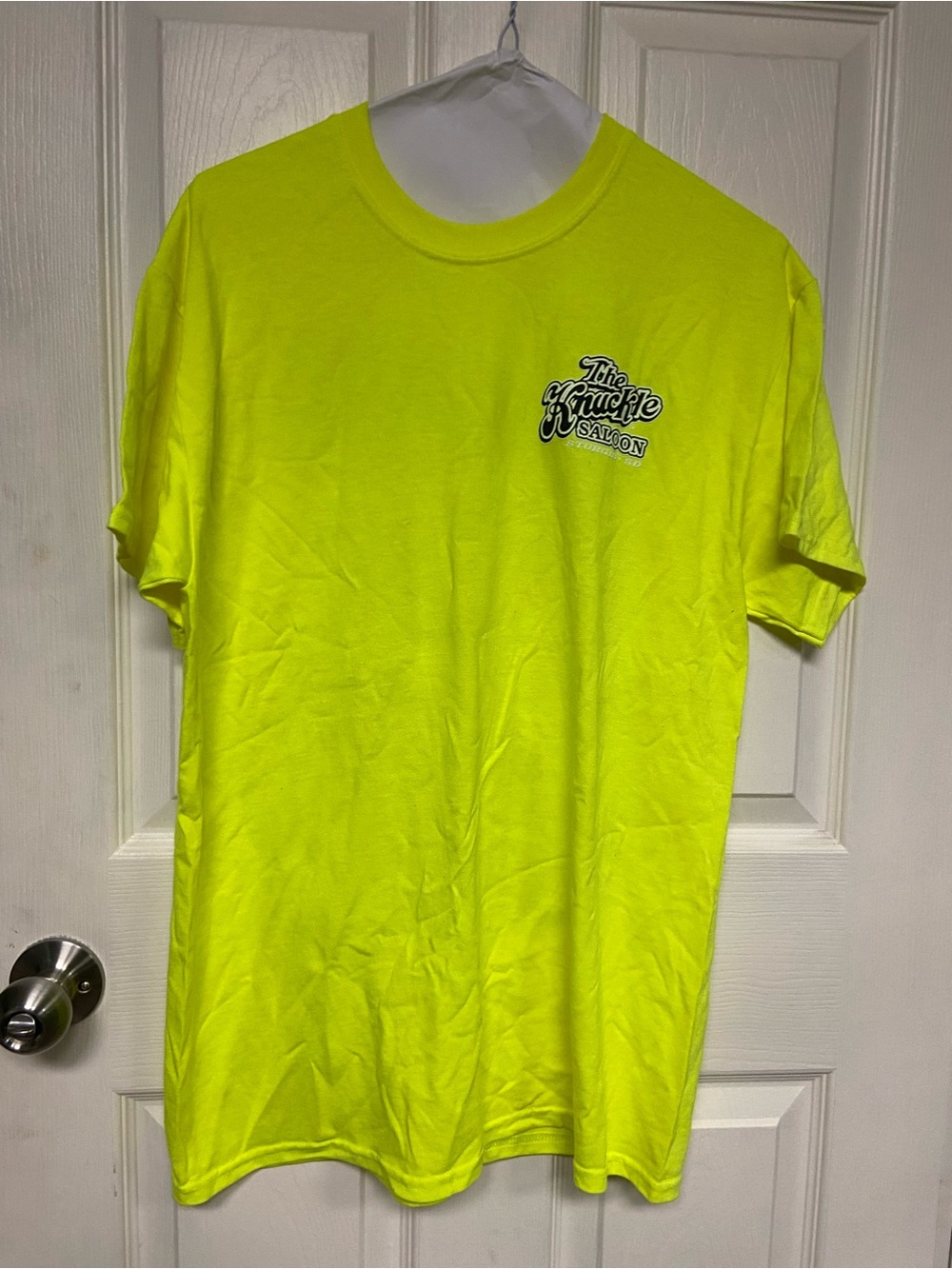 Men's High-Visibility Yellow Biker Logo Tee The Knuckle Saloon, Sturgis